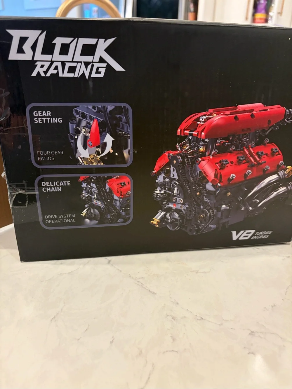 Bentom USA Red V8 Engine Building Block Model Kit – Working Engine Design